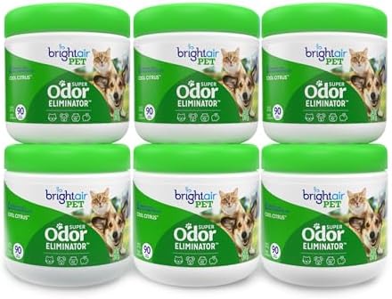 Bright Air 14 oz. Super Odor Eliminator, for Medium-Size Spaces, Cool Citrus Scent, Case of 6, Air Freshener, Natural Essential Oils, Lasts Up to 90 Days Each by BrightAir