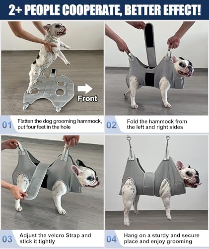 Kkiimatt Dog Grooming Hammock Harness, M-Large Dog Hammock for Nail Trim, Gray Dog Restraint for Nail Clipping,Dog Grooming Sling Thick Neck Support - Image 6