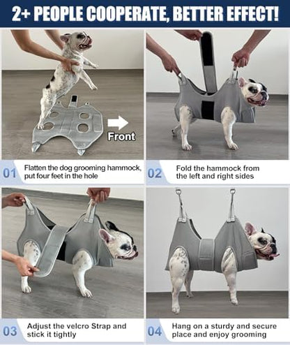 Kkiimatt Dog Grooming Hammock Harness, M-Large Dog Hammock for Nail Trim, Gray Dog Restraint for Nail Clipping,Dog Grooming Sling Thick Neck Support - Image 6