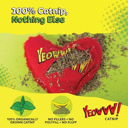 Yeowww! Catnip Hearrrt Attack Catnip Heart Cat Toy - 4 in toy for cats - 100% Stuffed with Premium Organically Grown, Made in USA - Image 3