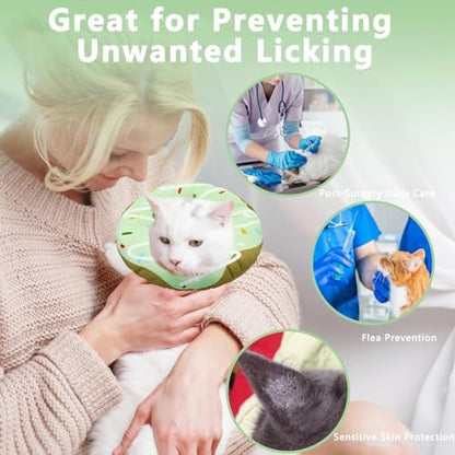 Seyezo Cat Cone Collar Soft, Adjustable Cat Recovery Cone, Waterproof Green - Image 5