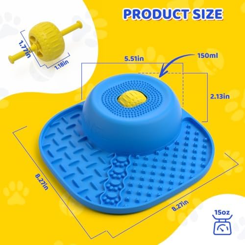 Slow Feeder Dog Bowls, Lick Mat & Interactive Rolling Ball, Dishwasher Safe - Image 7