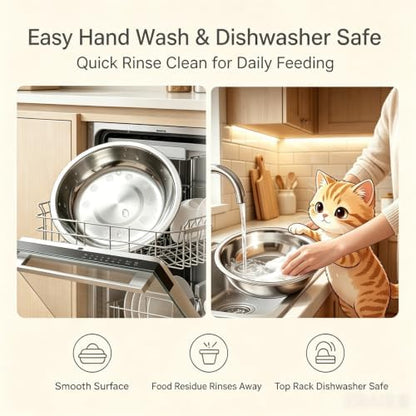 6Pcs Stainless Steel Cat Bowls 6.25In Shallow Wide Whisker-Friendly - Image 6
