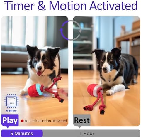 Giociv Interactive Dog Toys with Motion Activated, Squeaky Dog Toy Active Rolling Ball Wicked Ball for Daily Training - Image 3