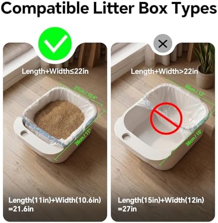Litter Bags for Automatic Cat Litter Box, Replacement Self-Cleaning Cat Litter Box Liners, 4 Rolls Drawstring Trash Bags, Cat Litter Bags of 22×11 Inches（80 Counts/4 Packs） - Image 3
