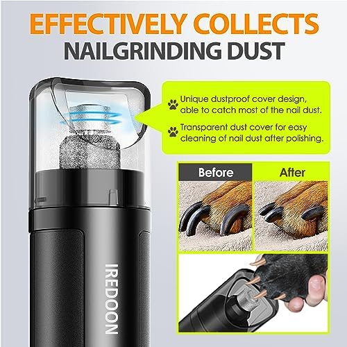 IREDOON Dog Nail Grinder with 4 LED Lights, 3 Speeds Super Quiet for Pets - Image 3