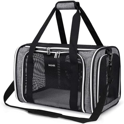 BAGLHER Pet Travel Carrier, Cat Carriers Dog Carrier for Small Medium Cats Dogs Puppies, Airline Approved Small Dog Carrier Soft Sided, Collapsible Puppy Carrier. Grey by BAGLHER