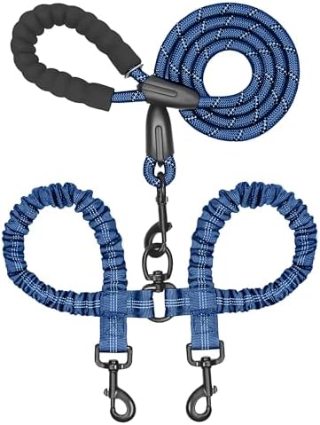 iYoShop Double Dog Leash, 360° Swivel, No Tangle, Large, True Navy by iYoShop