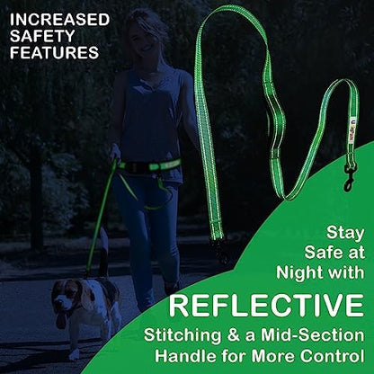 Hands-Free Leash for Small to Large Dogs 5ft - Heavy Duty Adjustable Waist Belt, Padded Handles, Reflective Stitching, Satin Carry Bag for Walking, Running, Hiking - Image 6