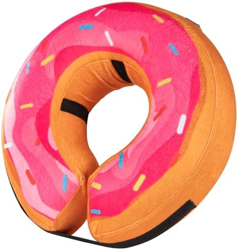 Grand Line Donut Inflatable Collar for Dogs and Cats, Soft Recovery Dog Cone After Surgery, Protective Pet Neck Cone for Small, Medium, Large Dogs, Not Block Vision (Pink, M) by GrandLine