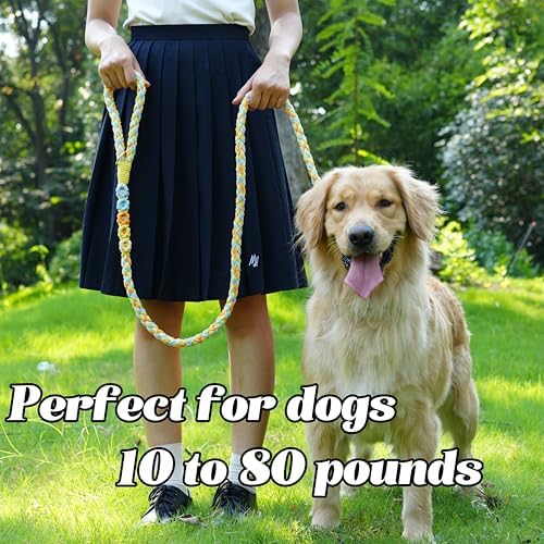 5FT Braided Cotton Rope Leash for Small, Medium and Large Dogs,Sunshine Breeze - Image 2
