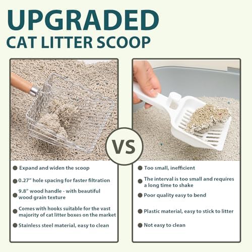 Cat Litter Scoop, Kitty Metal Scooper with Hook and Hole, Non Stick - Image 7