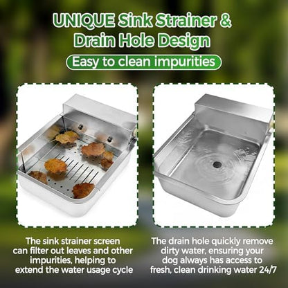Automatic Dog Water Dispenser with Drain Hole & Sink Strainer, Stainless Steel Auto Dog Water Bowl with Float Valves, Hose Quick Connect Fitting, for Livestock, Chicken, Horse (4 Gallons) - Image 5