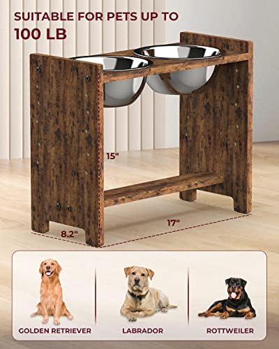 Vantic Elevated Dog Bowls, Adjustable Bowl Stand Large/XLarge, Rustic Brown - Image 6