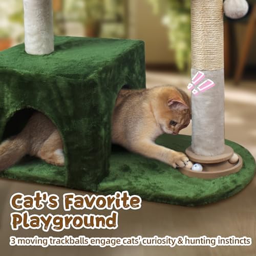 Fantasreen Cat Tree 38'' Tower with Large Hammock, Track Balls for Indoor Cats - Image 3