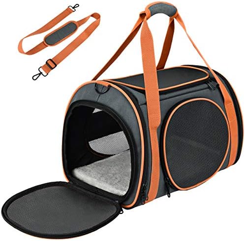 Cat Carrier TSA Airline Approved with Ventilation for Small Medium Cats Dogs Puppies, Dog Carrier with Big Space, 5 Mesh Windows, 4 Open Doors for Comfortable Travelling. by Unknown