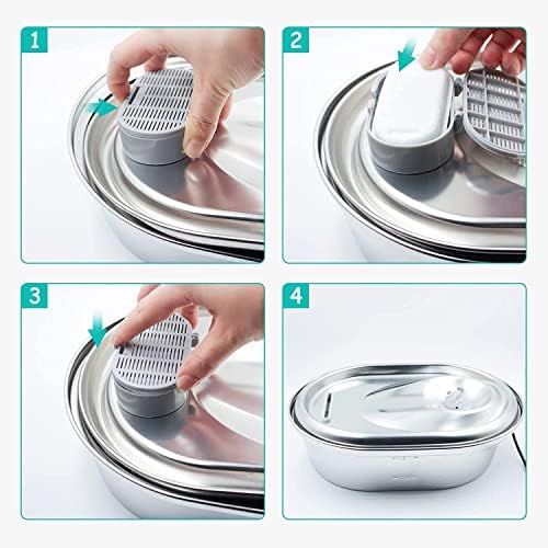 Cat Water Fountain Filters for Stainless Steel 67oz/2L Adjustable Water Flow Pet Fountain, 16 Pack Pet Replacement Filters with 16 Sponges - Image 6
