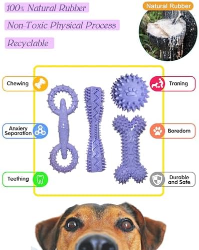 4-Pack Teething Toys Dog Chew Toys for 2-8 Months Puppy,Purple - Image 5