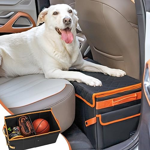 PETSFIT Back Seat Extender for Dogs, Dog Car Seat Extender with Storage, Collapsible Large Dog Car Seat for Dogs Up to 90 LBS (Black) by Petsfit