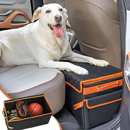 PETSFIT Back Seat Extender for Dogs, Dog Car Seat Extender with Storage, Collapsible Large Dog Car Seat for Dogs Up to 90 LBS (Black) by Petsfit