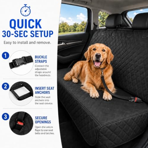 Dog Car Seat Cover & Protector, Pet Back Seat Cover for Cars & SUVs, 54" - Image 3
