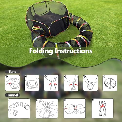 CLKHOWL Outdoor Cat Enclosure, Portable Cat Tents for Outside, Cage Free Outside Cat Playpen Pet Enclosure, Cat Tunnel Outdoor Playground for Indoor Cats & Small Animals - Image 7