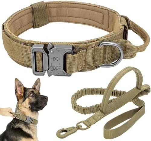 Tactical Dog Collar Leash Set,Dog Collar with Controll Handle for Large Dog by ANTSWISH