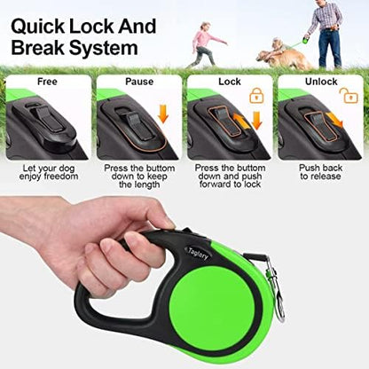 Taglory Retractable Dog Leash, One-Handed Brake, 16ft, Up to 44 lbs, Green - Image 3