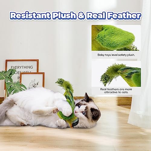 LEWISER Cat Toys Chirping Tit 2 Pcs with Catnip SilverVine, Suitable for Cat Wand Toys, Simulation Bird Design, Interactive Toys for Indoor Kitty Kitten Exercise, Green and Ground - Image 4