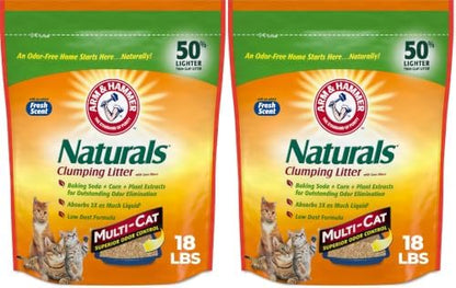 ARM & HAMMER Naturals Clumping Cat, Litter Odor Control, Multi Cat Litter, 18 lb. Bag (Pack of 2) by ARMHAMMER