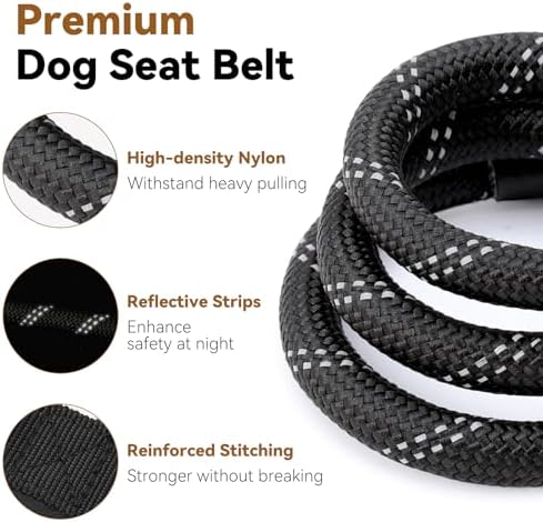 Universal Dog Seat Belt for Car, Dog Car Seatbelt, Black - Image 3