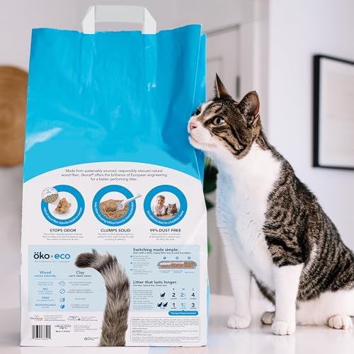 ökocat Original Wood Clumping Cat Litter, Unscented, 12.6 Pounds - Natural Ingredients, Stops Odor, Clumps Solid, 99% Dust Free, Lightweight Litter, Great for All Cats - Image 2