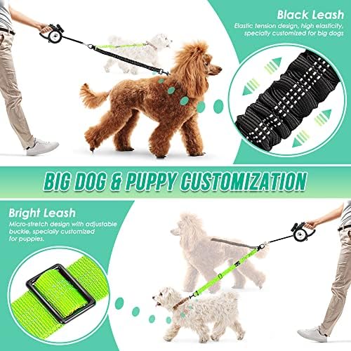 AUTOWT Two Dog Lead, 2 in 1 Upgraded Double Dog Leash Attachment Combine Adjustable Strap and Shock Absorbing Bungee No Tangle Dual Training Splitter for Different Size Dogs - Image 2