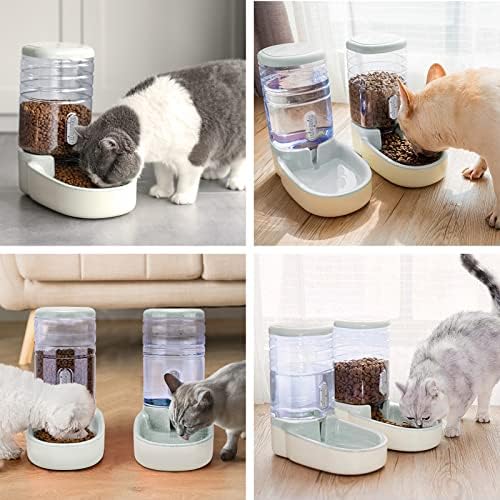Automatic Dog Cat Feeder and Water Dispenser Gravity Food Feeder and Waterer Set with Pet Food Bowl for Small Medium Dog Puppy Kitten, Large Capacity 1 Gallon x 2(Grey) - Image 6