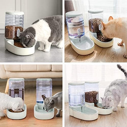 Automatic Dog Cat Feeder and Water Dispenser Gravity Food Feeder and Waterer Set with Pet Food Bowl for Small Medium Dog Puppy Kitten, Large Capacity 1 Gallon x 2(Grey) - Image 6