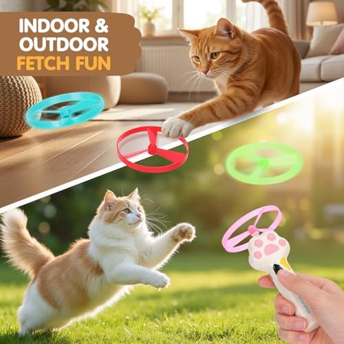 Cat Fetch Toy, Flying Disc Launcher with 6 Flying Discs - Image 5