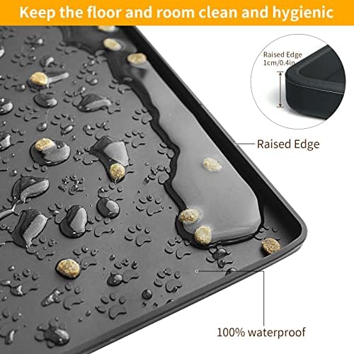 2 Pack Pet Placemat for Dog and Cat, Mat for Prevent Food and Water Overflow, Suitable for Small, Medium and Big Pet, 18" 12", Black, Silicone - Image 4