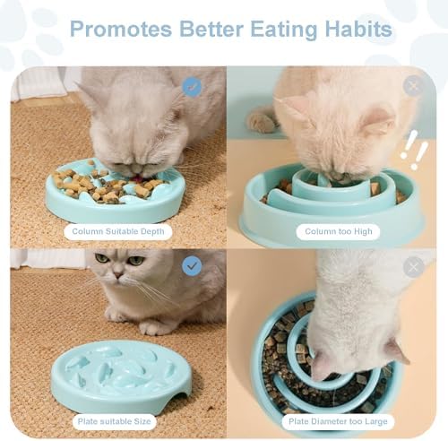 Slow Feeder Bowl for Cats and Small Dogs,Cilkus Fish Pool Design, Fun Interactive Bloat Stop Puzzle Feeder Bowl Healthy Eating Diet Made of Melamine Food Grade Material Dishwasher Safe (Black) - Image 5