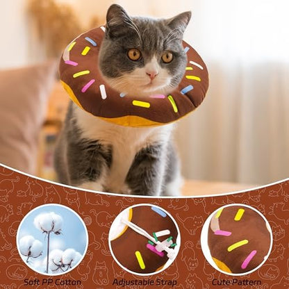 Seyezo Cat Cone Collar Soft, Adjustable Cat Recovery Collars, Donut Brown L - Image 3