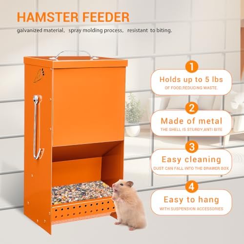 Rabbit Feeders Automatic for Cages,Orange 5 Pound Large Metal Trough Feeder - Image 4