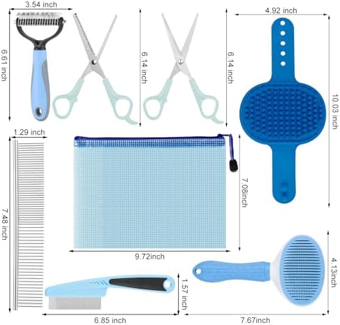 Pet Grooming Kit with Pet Shedding Slicker Brush, Bath Massage for Rabbit, Puppy, Kitten, All Hair Types, Includes Multiple Combinations of Combs and Brushes - Image 5