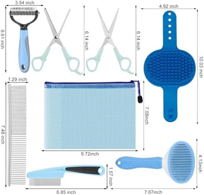Pet Grooming Kit with Pet Shedding Slicker Brush, Bath Massage for Rabbit, Puppy, Kitten, All Hair Types, Includes Multiple Combinations of Combs and Brushes - Image 5