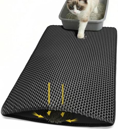 Cat Litter Mat 24x35 Inches, Honeycomb Double Layer Litter Trapping Mat, Waterproof Leakproof Urine Proof Cat Litter Box Mat for Cat Litter Box Area, Floor, Kitty Litter Rug by Unknown