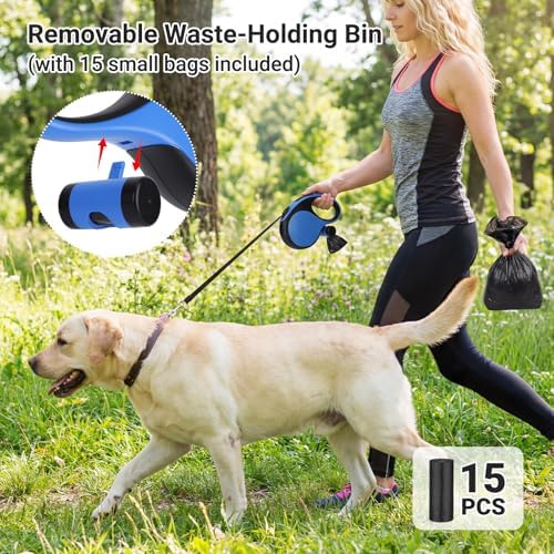 Segarty 26 Ft Retractable Lead for Dogs Weighing 66 lbs - 110 lbs, 8m Heavy-Duty Dog Leash with Poop Bag Holder, Extra Long Lead with Anti-Slip Handle One-Handed Brake Pause Lock for Medium Large Pet - Image 6