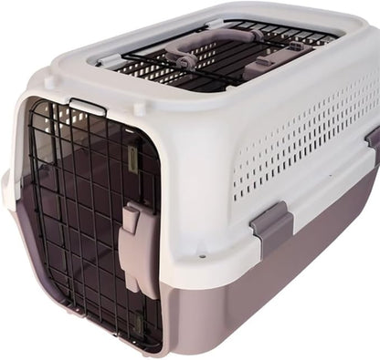 Cat and Dog Bags Pet Air Box with Skylight Pet Checked Box Outing Portable Box Cat Cage Dog Car Transport Box Air Box Pet Travel Bags(G,A)