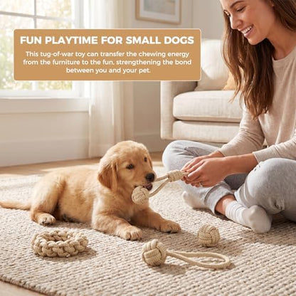 4 Pack Dog Rope Toys for Small Dogs, Heavy Duty Puppy Teething Sturdy Cotton Chew Tug Ropes, Tough Interactive Tug Pull Rope for Dogs, Teeth Cleaning - Image 4