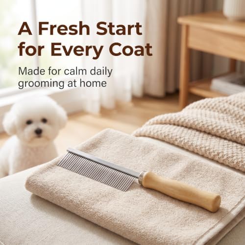 Silver Dog and Cat Combs For Grooming Long Haired Cats and Dogs - Pet Dog Cat Comb Stainless Steel Pin Teeth Wooden Handle Grooming Fur Hair Brush - Comb Removes and Prevents Matted Fur，Grooming - Image 6