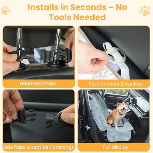 Dog Car Seat Cover, Waterproof Non-Slip Pet Mat, Bluegrey Front Seat - Image 5