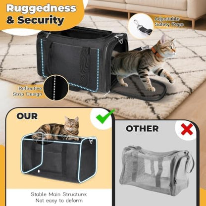 YUDODO 25lbs Cat Carrier Lightproof Soft Sided Pet Carrier for Large Cat - Image 5
