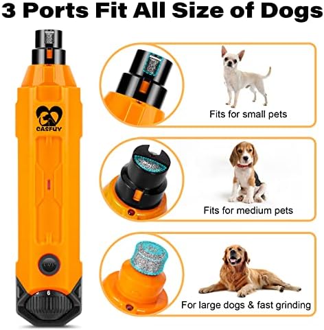 Casfuy 6-Speed Dog Nail Grinder - Newest Enhanced Pet Nail Grinder Super Quiet Rechargeable Electric Dog Nail Trimmer Painless Paws Grooming & Smoothing Tool for Large Medium Small Dogs (Orange) - Image 5